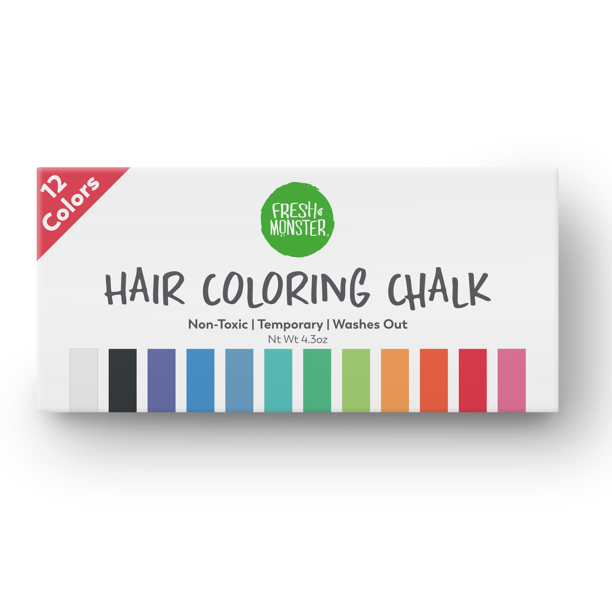 Fresh Monster Temporary Hair Coloring Chalk 12 Bright Colors Washes Out Easily Girls and Boys Non-Toxic and Safe for All Ages Hair Colors and Textures